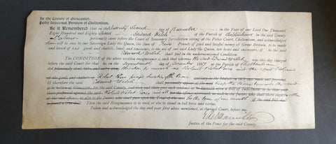 [CRIMINAL COURT SENTENCE PRINTED ON VELLUM FOR EDWARD WELCH]..